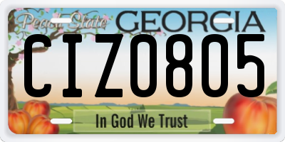 GA license plate CIZ0805