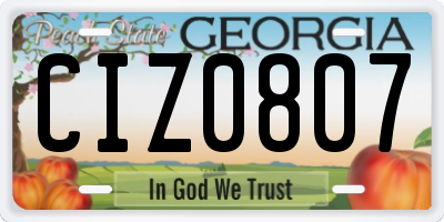 GA license plate CIZ0807