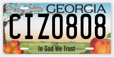 GA license plate CIZ0808