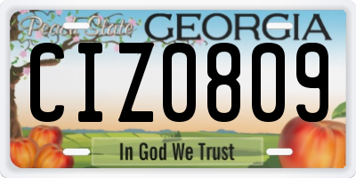 GA license plate CIZ0809