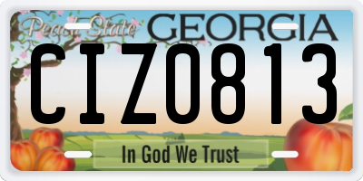 GA license plate CIZ0813