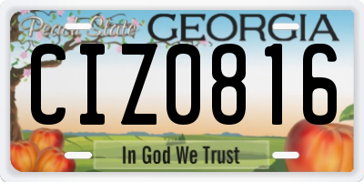 GA license plate CIZ0816
