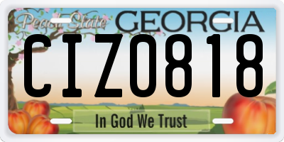 GA license plate CIZ0818
