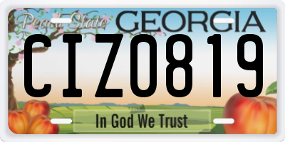 GA license plate CIZ0819