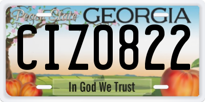 GA license plate CIZ0822