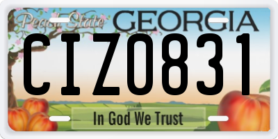 GA license plate CIZ0831