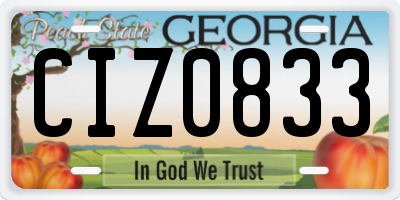 GA license plate CIZ0833