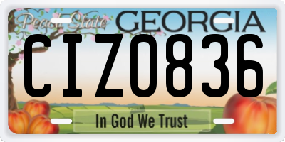 GA license plate CIZ0836