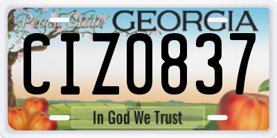 GA license plate CIZ0837