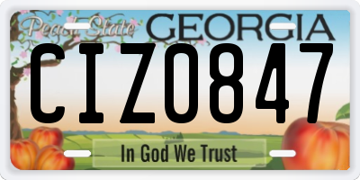 GA license plate CIZ0847