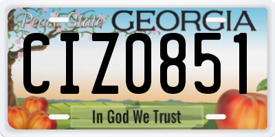 GA license plate CIZ0851