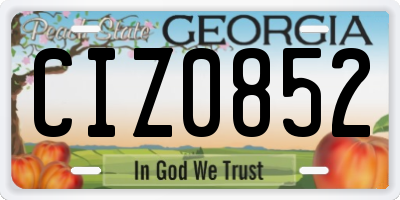 GA license plate CIZ0852