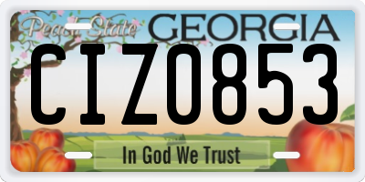 GA license plate CIZ0853