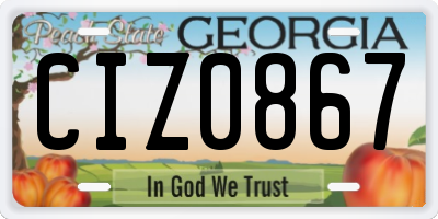 GA license plate CIZ0867