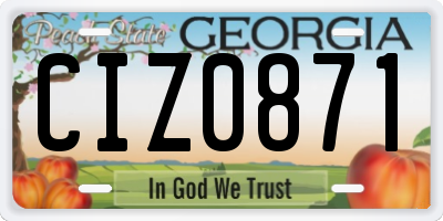 GA license plate CIZ0871