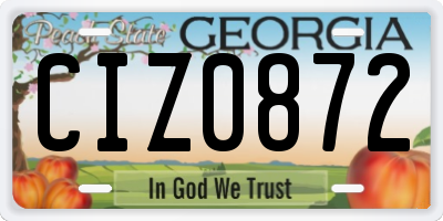 GA license plate CIZ0872