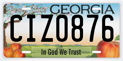 GA license plate CIZ0876
