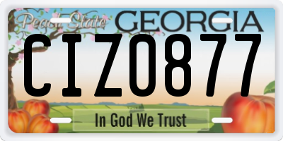 GA license plate CIZ0877