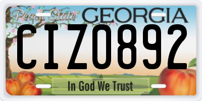 GA license plate CIZ0892