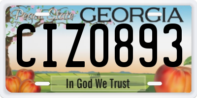 GA license plate CIZ0893