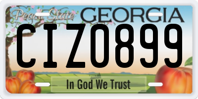 GA license plate CIZ0899