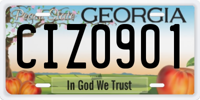 GA license plate CIZ0901