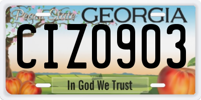GA license plate CIZ0903