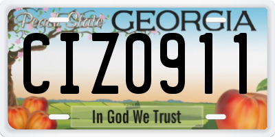 GA license plate CIZ0911