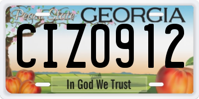 GA license plate CIZ0912