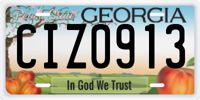 GA license plate CIZ0913