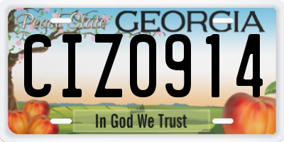 GA license plate CIZ0914