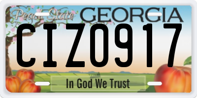 GA license plate CIZ0917