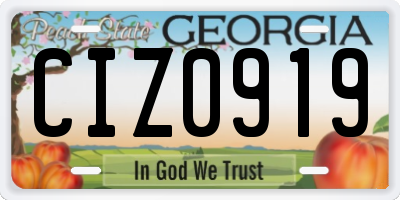 GA license plate CIZ0919