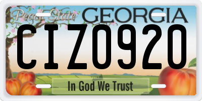 GA license plate CIZ0920