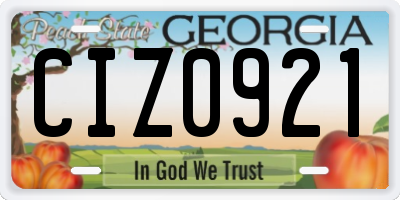 GA license plate CIZ0921