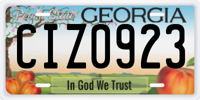 GA license plate CIZ0923