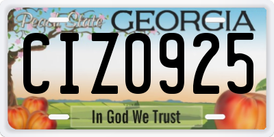 GA license plate CIZ0925