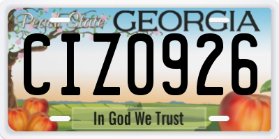 GA license plate CIZ0926