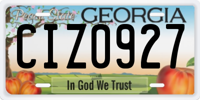 GA license plate CIZ0927