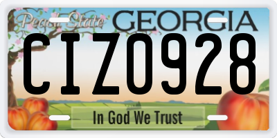 GA license plate CIZ0928