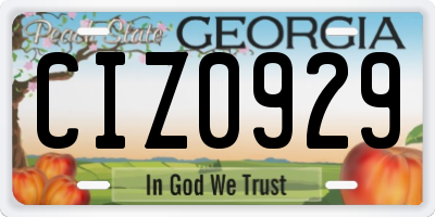 GA license plate CIZ0929