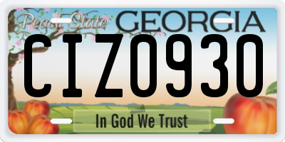 GA license plate CIZ0930
