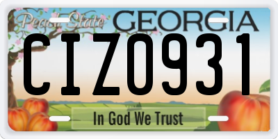GA license plate CIZ0931