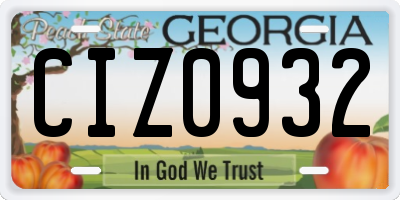 GA license plate CIZ0932