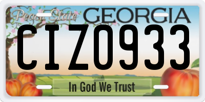 GA license plate CIZ0933