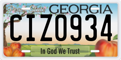 GA license plate CIZ0934
