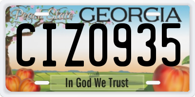 GA license plate CIZ0935