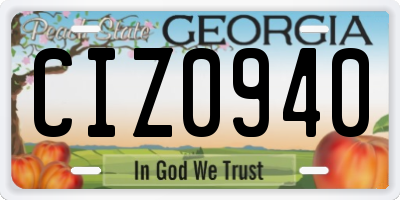 GA license plate CIZ0940