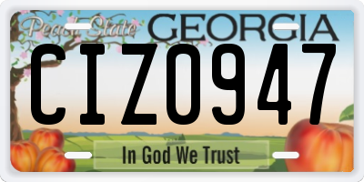 GA license plate CIZ0947