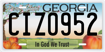 GA license plate CIZ0952
